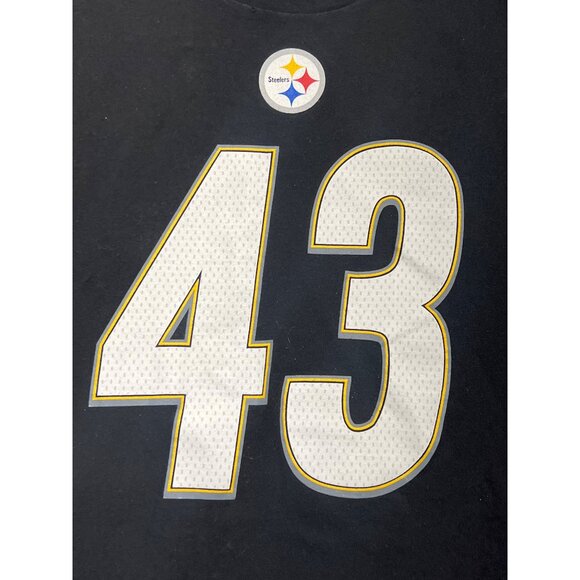 Majestic Pittsburgh Steelers Troy Polamalu 43 Black Crewneck T-Shirt Men's XL - Picture 3 of 9